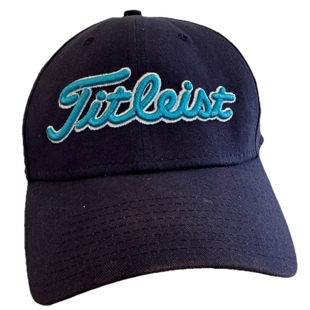 Titleist Hat Cap Strap Back Blue Spell Out New Era Bay Forest Golf Navy Teal